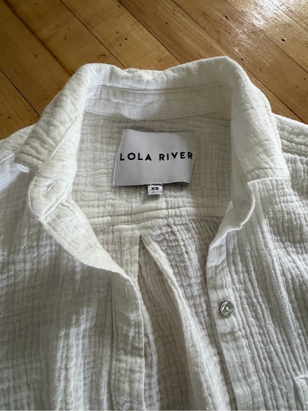 Women’s White Textured Button-Up Shirt